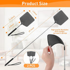 Hdajy Telescopic Fly Swatters 2 Pack, Premium Plastic Flyswatter, Fly Swatter Heavy Duty For Indoor, Outdoor, Classroom, Stainless Steel Handle（Black）