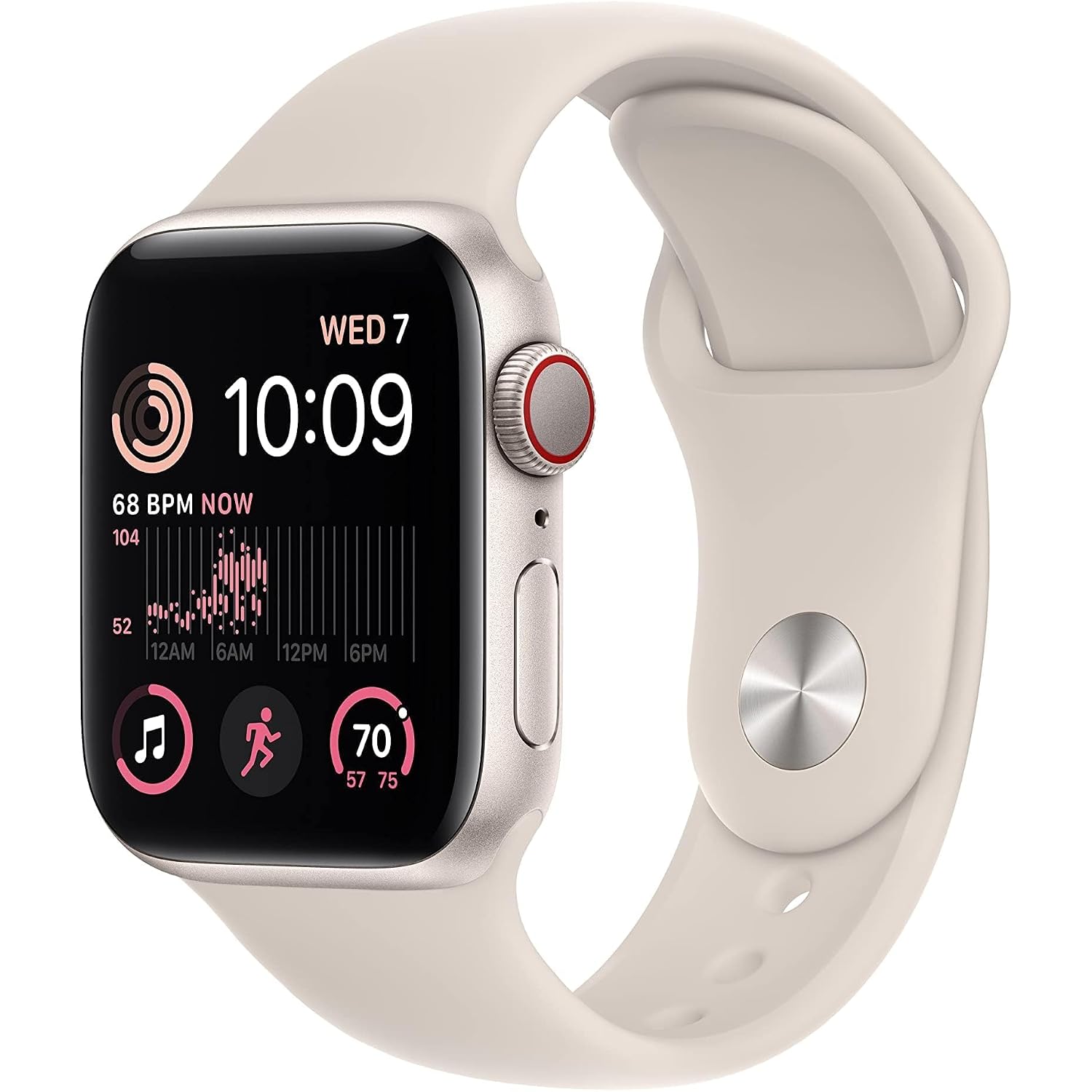 Apple Watch Se (2Nd Gen) (Gps + Cellular, 40Mm) - Starlight Aluminum Case With Starlight Sport Band, M/L (Renewed)