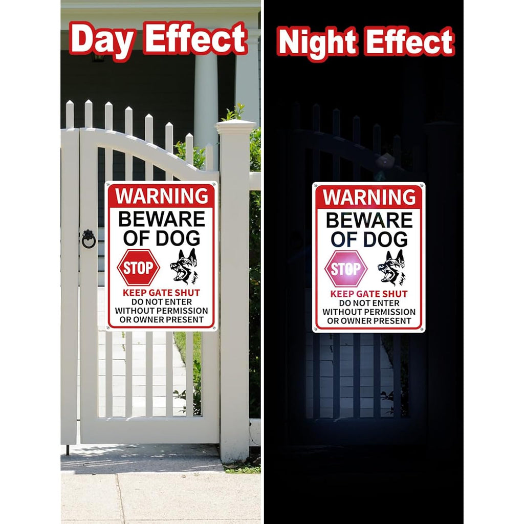 2 Pack Beware Of Dog Signs, 13X9.9 Inch Reflective Tin Sign Beware Of Dog For Fence, Do Not Enter Sign Great For Garden And Yard Wall Decor