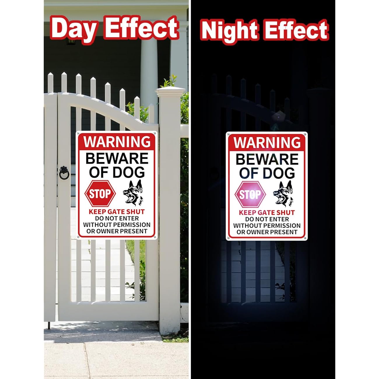 2 Pack Beware Of Dog Signs, 13X9.9 Inch Reflective Tin Sign Beware Of Dog For Fence, Do Not Enter Sign Great For Garden And Yard Wall Decor
