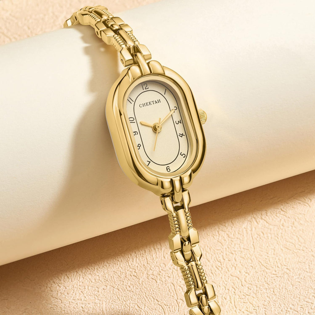 CHEETAH Women's Gold Dainty Bangle Watch Small Vintage Bracelet, Easy Read Numeral Dial Waterproof