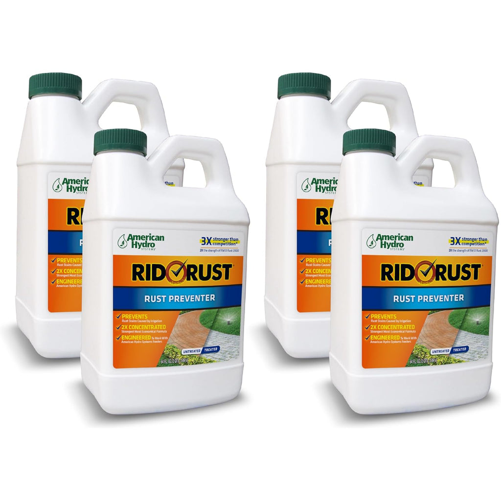Rid-O-Rust Outdoor Rust Preventer, Concentrated Formula, Prevents Stains Caused By Irrigation, 64 Fluid Ounce Bottles (4 Pack)