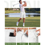 Wulcea Men'S Golf Shorts 9" Chino Stretch Fabric Elastic Waist Quick Dry Water Resistant Casual Dress Work With Phone Pocket