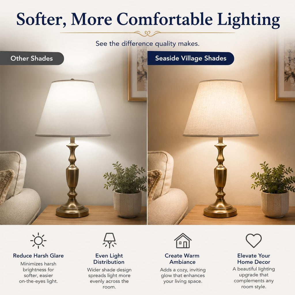 Empire Beige Linen Lamp Shades Set Of 2, 6X16X10.8 In Spider Fitter | Set Of 2 Empire Beige Lamp Shades,Easy Assembly,Soft Warm Light For Table And Floor Lamps In Living Rooms & Home Offices