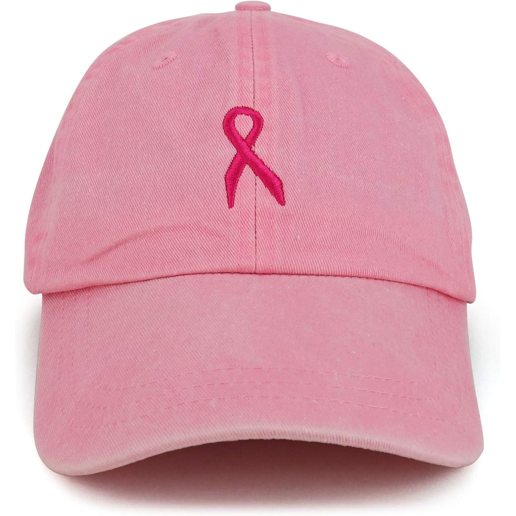 Armycrew Small Breast Cancer Awareness Ribbon Embroidered Washed Cotton Cap Pink