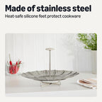 Amazon Basics Extendable Steamer Basket For Vegetables, Dumplings And Seafood, Expands From 5.6 To 9.25 In., Stainless Steel, Dishwasher-Safe