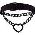 Sacina Goth Heart Chain Choker Necklace, PU Leather Choker, Gothic Punk Grunge Emo Necklace, Halloween Christmas Jewelry Gift for Women, Men