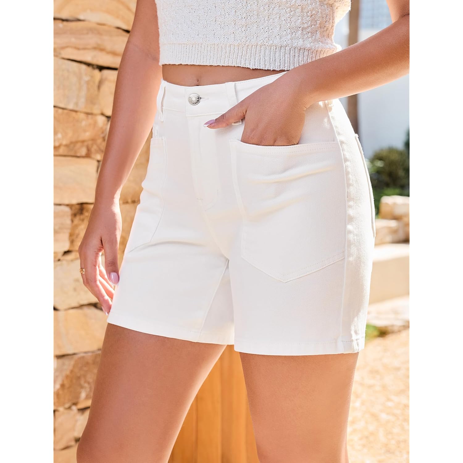 Jean Shorts Womens High Waisted Trendy Stretchy Denim Shorts Casual Summer Jorts with Pockets Concert Outfits