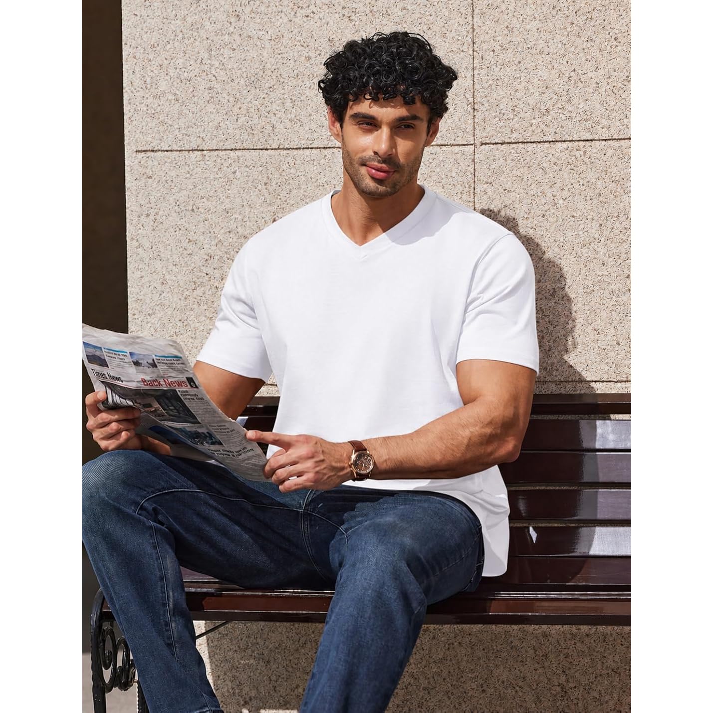 Coofandy Mens V Neck T Shirts 100% Cotton Tee Shirt Plain Short Sleeve Casual Shirts