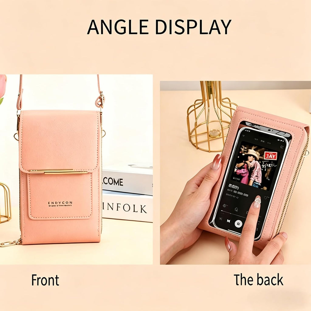 Touchscreen Phone Crossbody Bags For Women,Anti-Theft Pu Leather Messenger Bag,Rfid Blocking Small Mobile Phone Purse Wallet