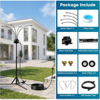 5.3Ft Standing Misters For Outside Patio,Misting Cooling System With 26.5Ft Water Line & 6 Brass Nozzles,Adjustable Height Portable Water Mister For Patio, Bbq, Pool, And Water Activities