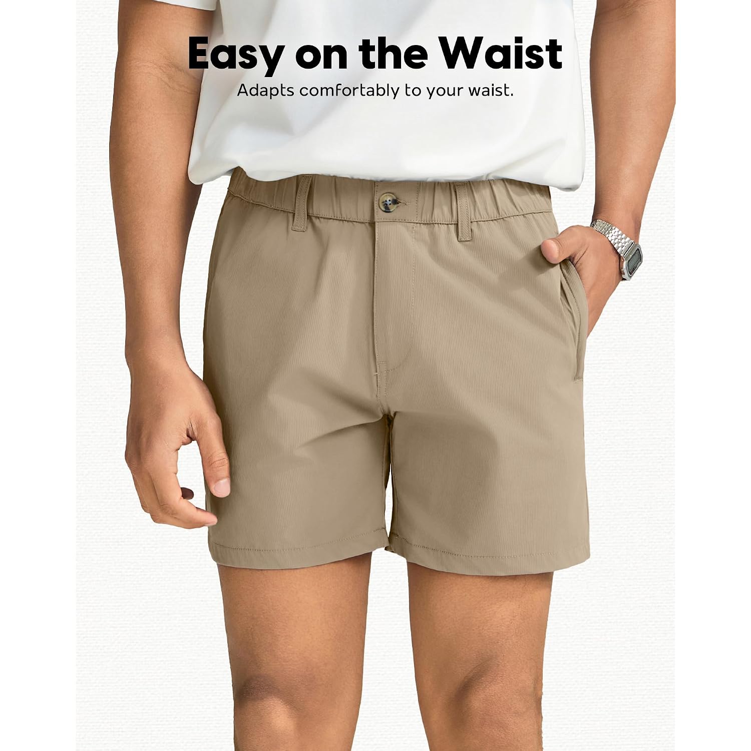 Maamgic Men’S Casual Shorts, 5"/7"/9" Stretch Summer Shorts, Durable Quick Dry Khaki Shorts With Elastic Waist