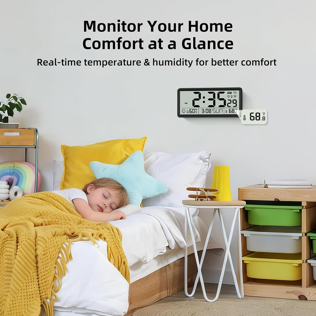 Easyera 15'' Large Digital Atomic Wall Clocks Battery Operated, Auto Dst
