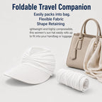 2 Pack Sun Visor Hats For Women, Wide Brim Visor Hat Upf 50+ Uv Protection Lightweight Foldable Elastic Ponytail Cap For Summer Beach, Golf, Sports (Black + White)