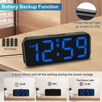 Peakeep Small Compact Digital Alarm Clock Plug-In For Bedrooms Bedside | Battery Backup Electric Clock, Large Big Numbers Display For Desk Table Small Spaces, 6 Dimmers, 5 Adjustable Alarm Volume
