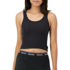 Hanes Women's Originals Rib Crop Tank Top 2-Pack, Comfywear Stretch Cotton Cropped Top