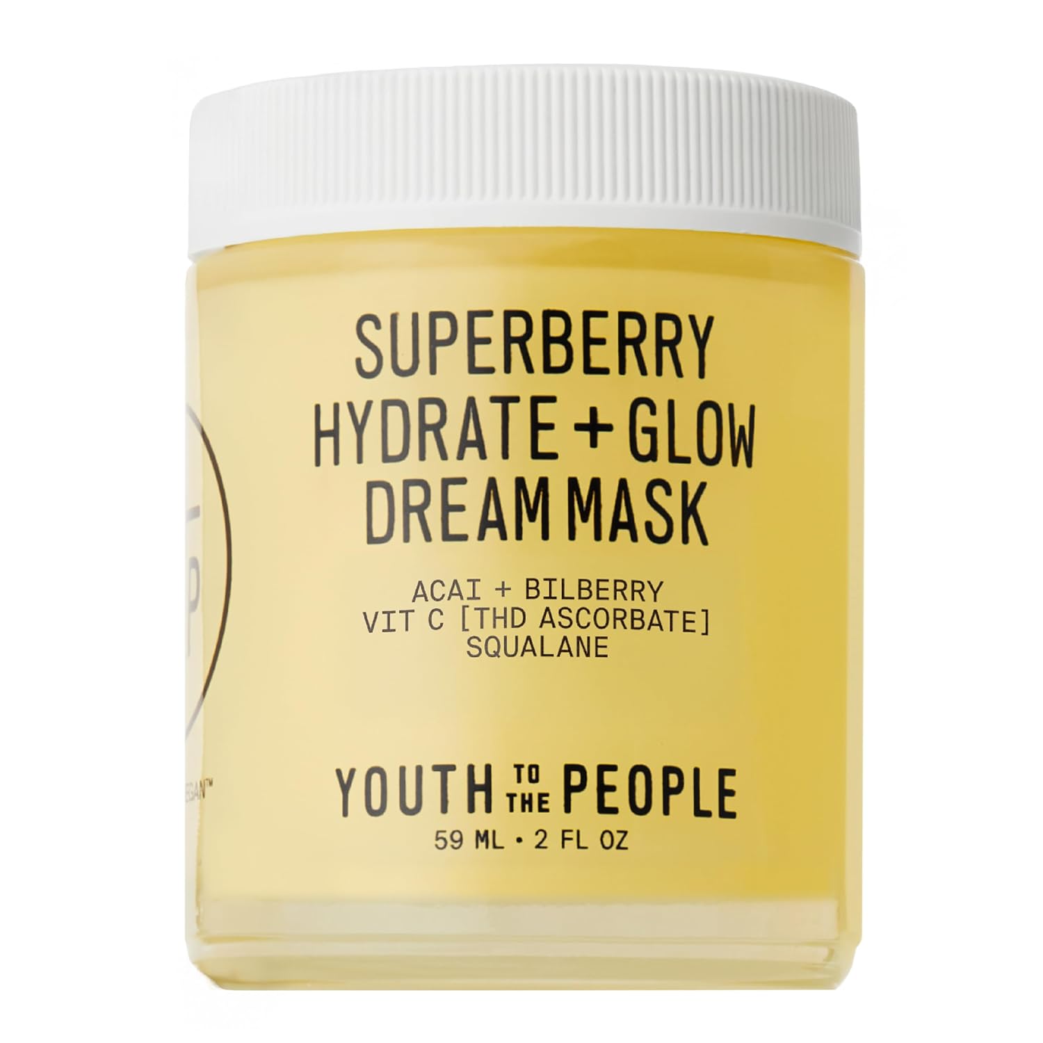 Youth To The People Superberry Hydrate + Glow Dream Mask - Hyaluronic Acid, Squalane, Vitamin C, Face Moisturizer + Overnight Facial, Non-Greasy, Plumps, Brightens, Evens Tone, For Dry + Dull Skin
