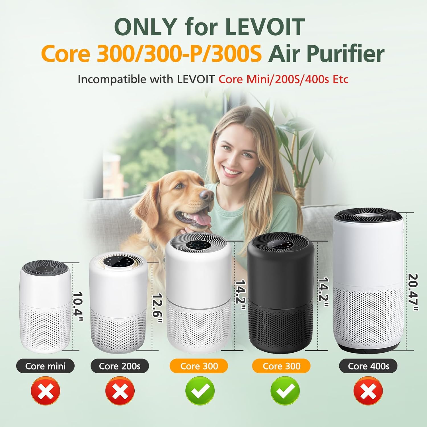 Core 300 Replacement Filter For Levoit Core 300-P Core 300S-P Air Purifier | 3-In-1 Core 300-Rf Activated Carbon Filter For Core300-P / Core 300 / Core 300S / Core300S-P, 2 Pack, White