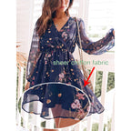 Cupshe Women'S Mini Dresses Casual Spring V Neck Chiffon Long Peasant Sleeves Flowy Spring Dress