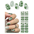 UV Gel Nail Stickers, Green Leaf 20pcs Semi Cured Gel Nail Strips, Wraps for Home Manicure DIY
