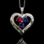 Gem Stone King Customized Personalized Engraved 3-Stone Heart Pendant Necklace For Women | 925 Silver and 10K Yellow Gold | Gemstone Birthstone and Lab Grown Diamond | 5MM Heart | 18 Inch Chain