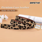 SANSTHS Women Faux Leather Chic Belts for Jeans Pants Dresses, Fashion Ladies Belt Solid Color with Gold Curved Pin Buckle