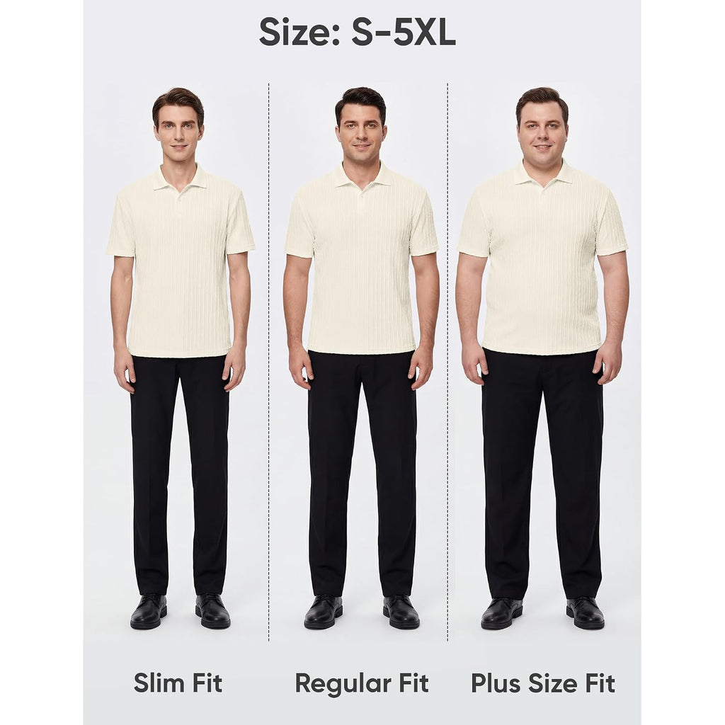 Jmierr Mens Casual Polo Shirt Summer Short Sleeve Vacation Button Beach Knit Stretchy Golf Shirts