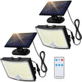 Solar Outdoor Lights, 202 Leds Flood Lights With 16.4 Ft Cable, Remote Control Solar Motion Sensor Outdoor Lights, 3 Modes Solar Powered Security Lights For Outside Patio, Yard, Garage, 2 Pack