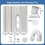 Portable Ac Window Vent Kit, Adjustable Vertical/Horizontal Sliding Window Kit Plate For Ac Unit, Seamless Portable Ac Window Seal With 5.9 Inch Diameter, 59 Inch Length Exhaust Hose