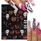 Halloween 5D Nail Stickers Skull Pumpkin Head Nail Art Supplies Nail Art Decoration (Halloween A)
