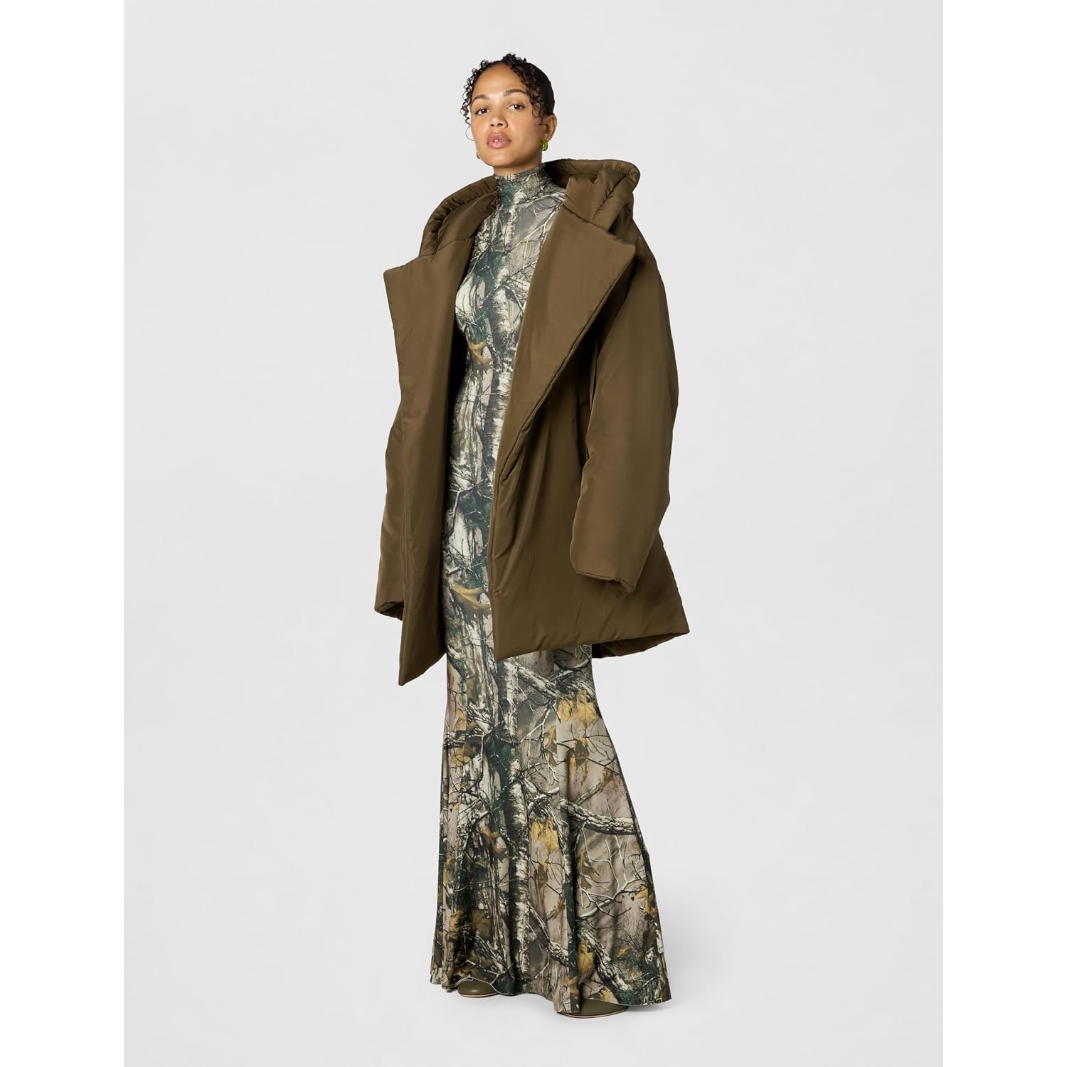 Norma Kamali Women'S Hooded Sleeping Bag Coat To Knee