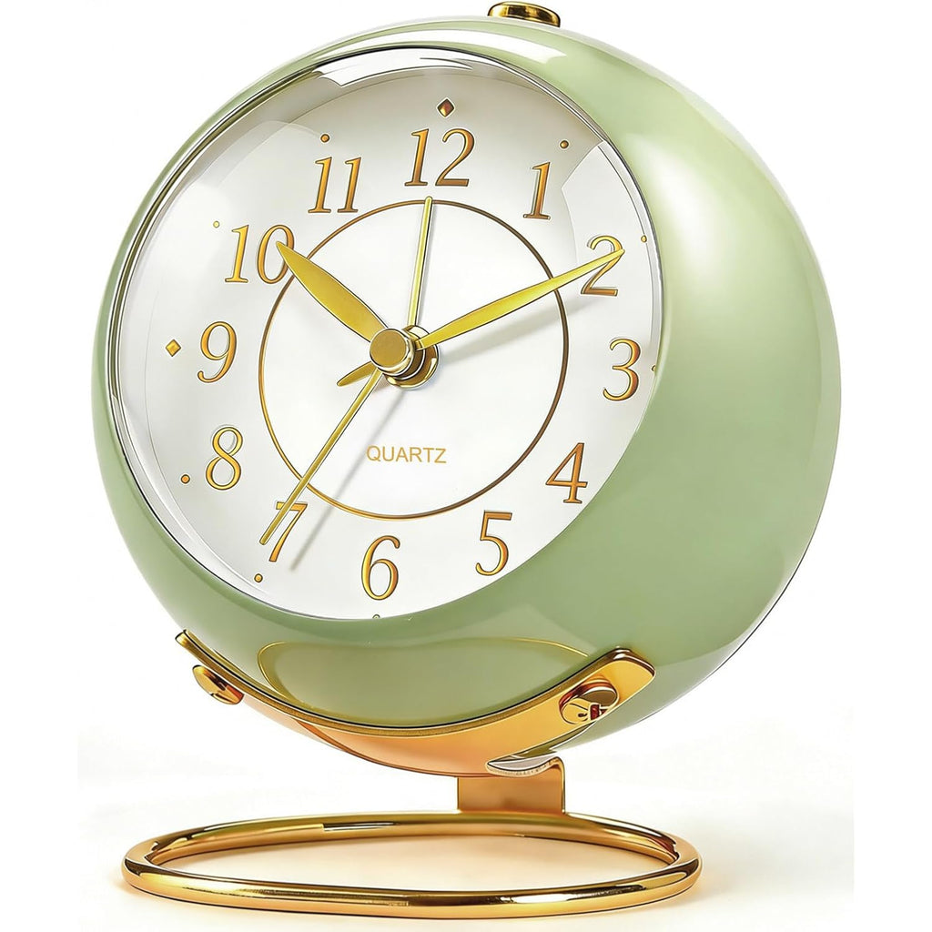 Analog Alarm Clock, Retro Small Desk Clock With Night Light, Cute Simple Design, Silent Non-Ticking, Battery Powered, Backlight Clock For Bedroom,Travel,Kitchen,Bedside Desktop Decor