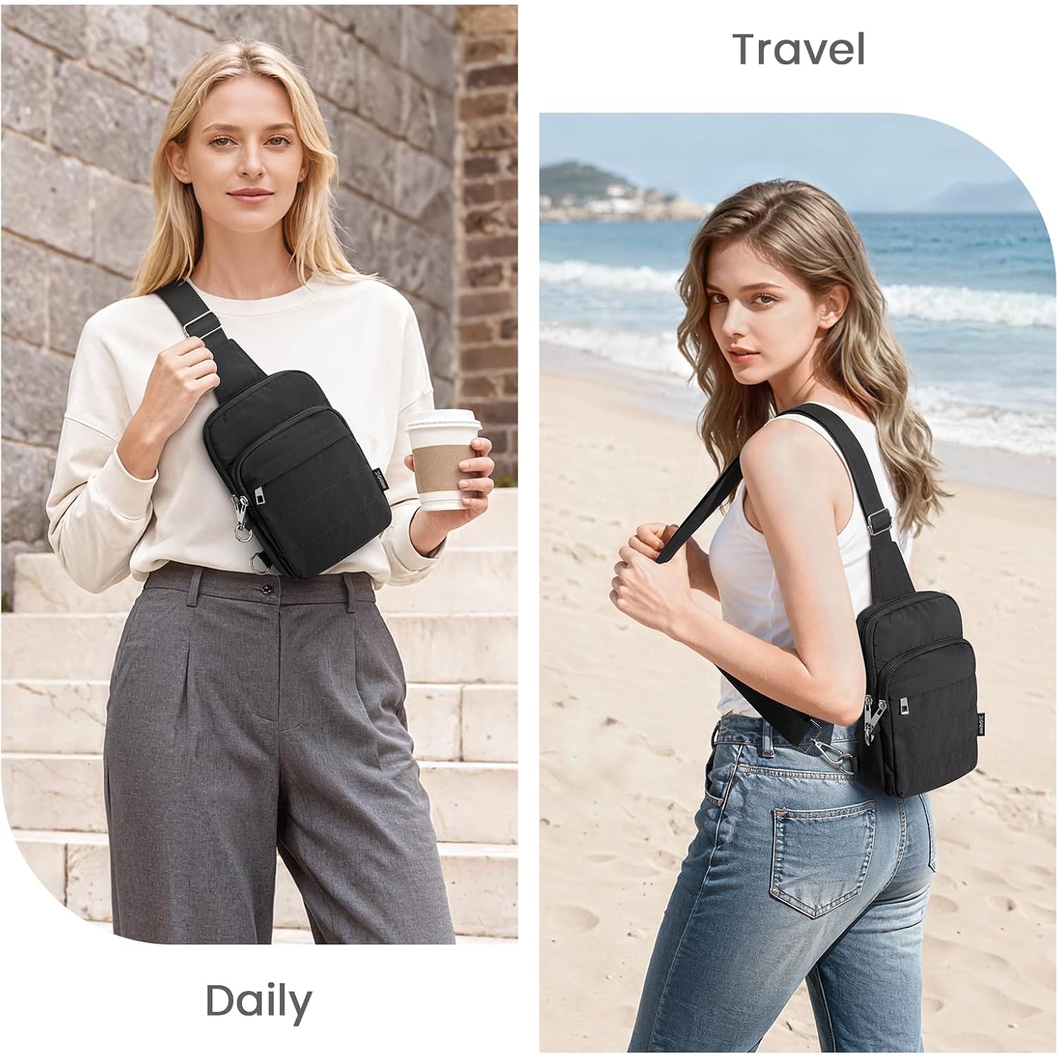 G4Free Small Sling Bag For Women, Anti Theft Rfid Blocking Mini Crossbody Purse For Travel, Black
