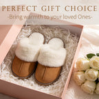GOEWY Fuzzy Slippers for Women with Memory Foam Warm Winter Faux Fur Slippers House Shoes Indoor Outdoor Mothers Day Gifts for Women Mom Suede Anti-Skid