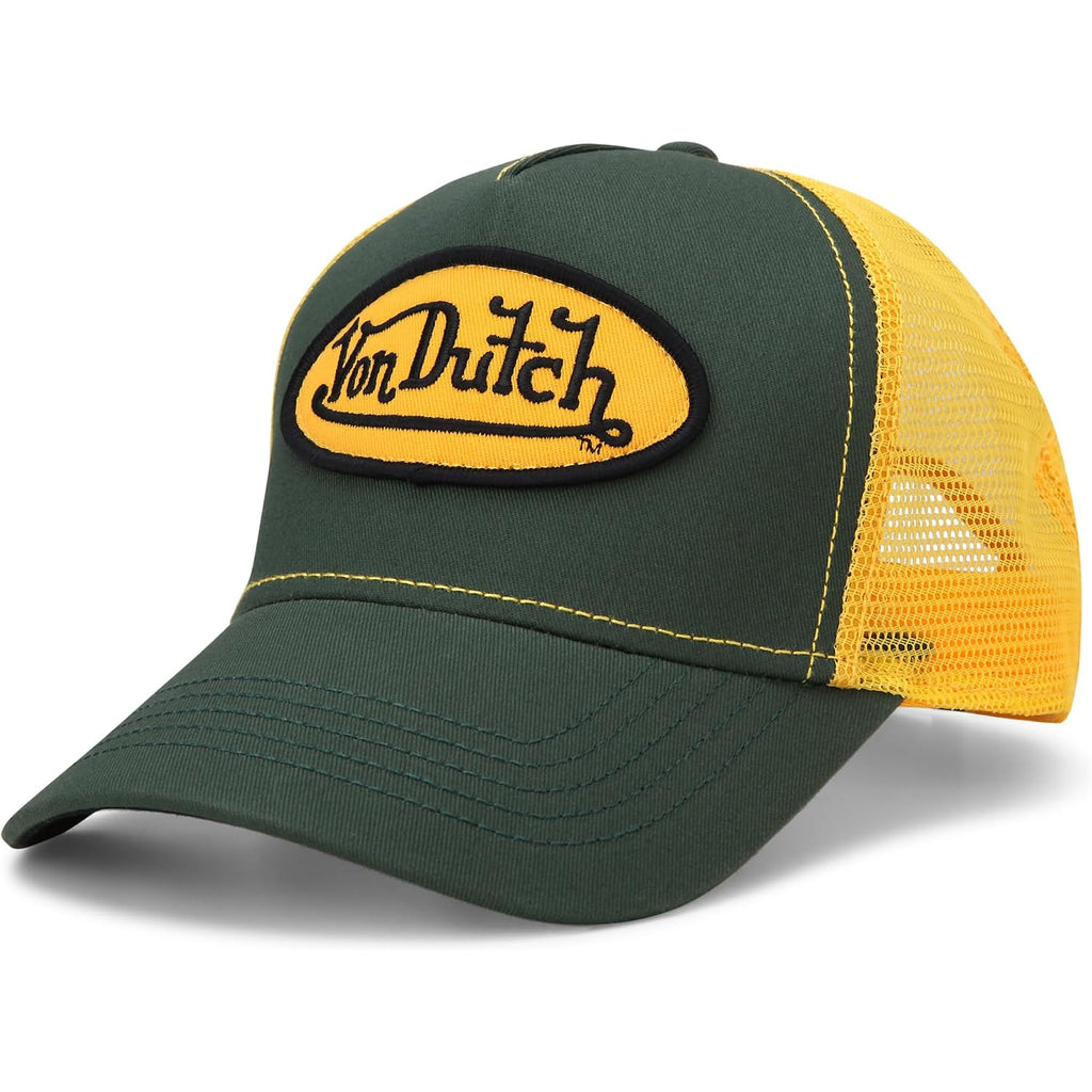 Von Dutch Unisex Trucker Hat - Curved Bill Mesh Back Retro Classic Colorblock Snapback Baseball Cap for Men and Women Veranda