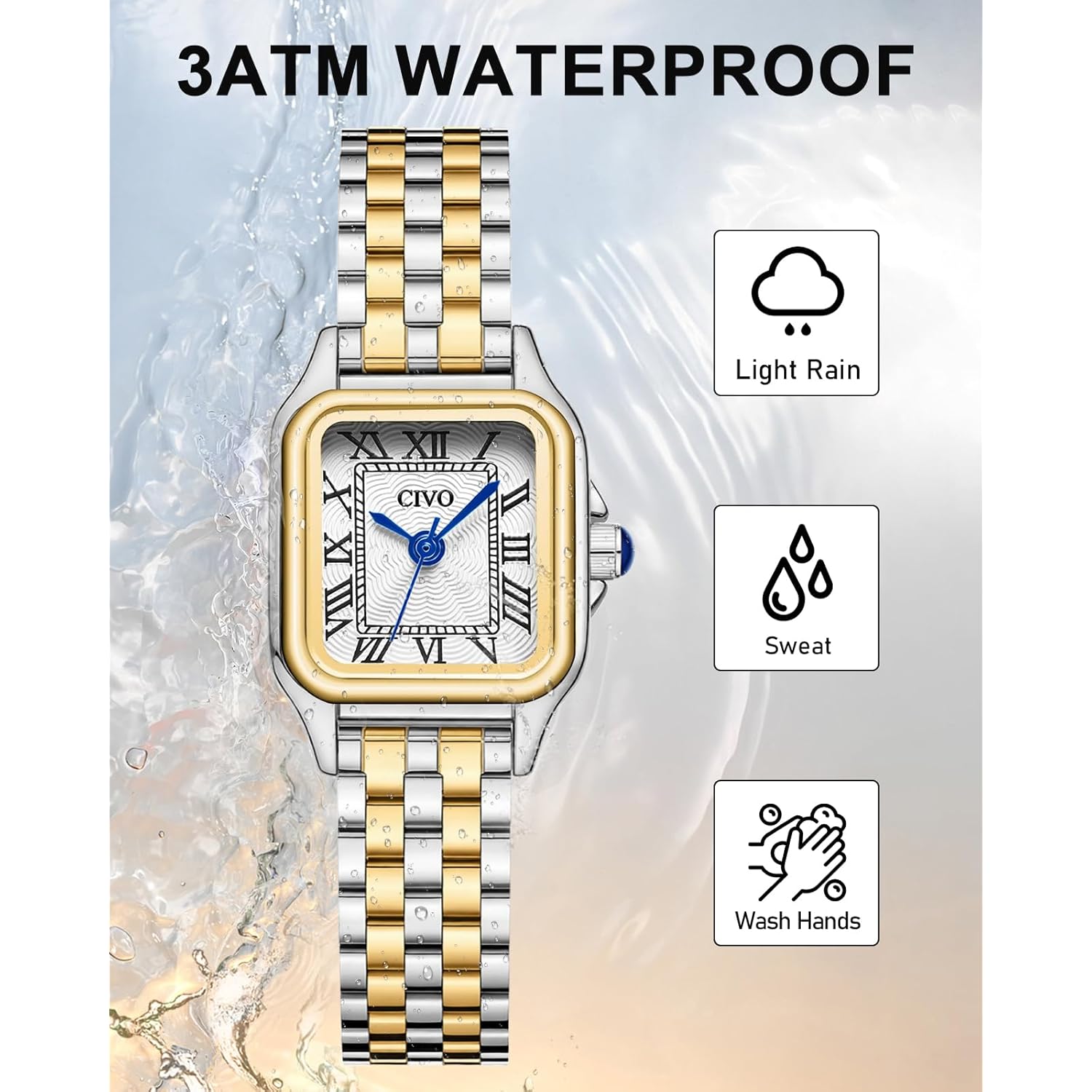 CIVO Gold Watches for Women Vintage: Small Wrist Bracelet Watch with Roman Dial - Dainty Luxury Square Ladies Watch - Gifts for Mom Wife at Birthday Anniversary