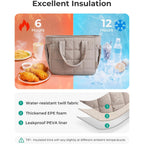Bagsmart Lunch Bag For Women Small Cute Quilted Lunch Box Insulated Lightweight, Leakproof, Durable & Reusable Tote Bag For Work, Travel, Outdoor, Brown