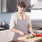 2 Pack Kitchen Cooking Aprons, Adjustable Bib Soft Chef Apron With 2 Pockets For Men Women(Black/Brown Stripes)