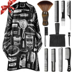 12Pcs Hair Cutting Comb Set - Barber Combs For Men & Stylists - Barber Cape With Adjustable Neck Size & Neck Duster Brush