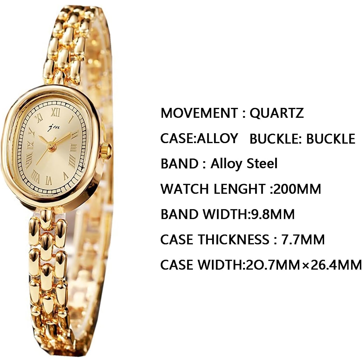 PASOY Women’s Bracelet Watch Small Face – Elegant Oval Quartz Analog Wristwatch with Metal Link Band, Gold & Silver Options, Slim Roman Numeral Dial Dress Watch for Ladies