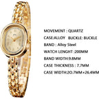 PASOY Women’s Bracelet Watch Small Face – Elegant Oval Quartz Analog Wristwatch with Metal Link Band, Gold & Silver Options, Slim Roman Numeral Dial Dress Watch for Ladies