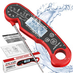 Meat Thermometer Digital For Grilling And Cooking - Andaxin Waterproof Ultra-Fast Instant Read Food Thermometers With Backlight & Calibration For Kitchen, Deep Fry, Bbq, Grill(Red/Black), Lcd