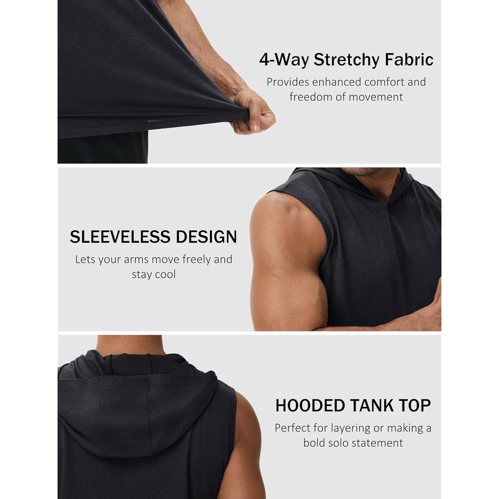 Magcomsen Men‘S Upf 50+ Sleeveless Hoodie Sun Protection Cooling Muscle Tank Top For Workout Gym Fitness