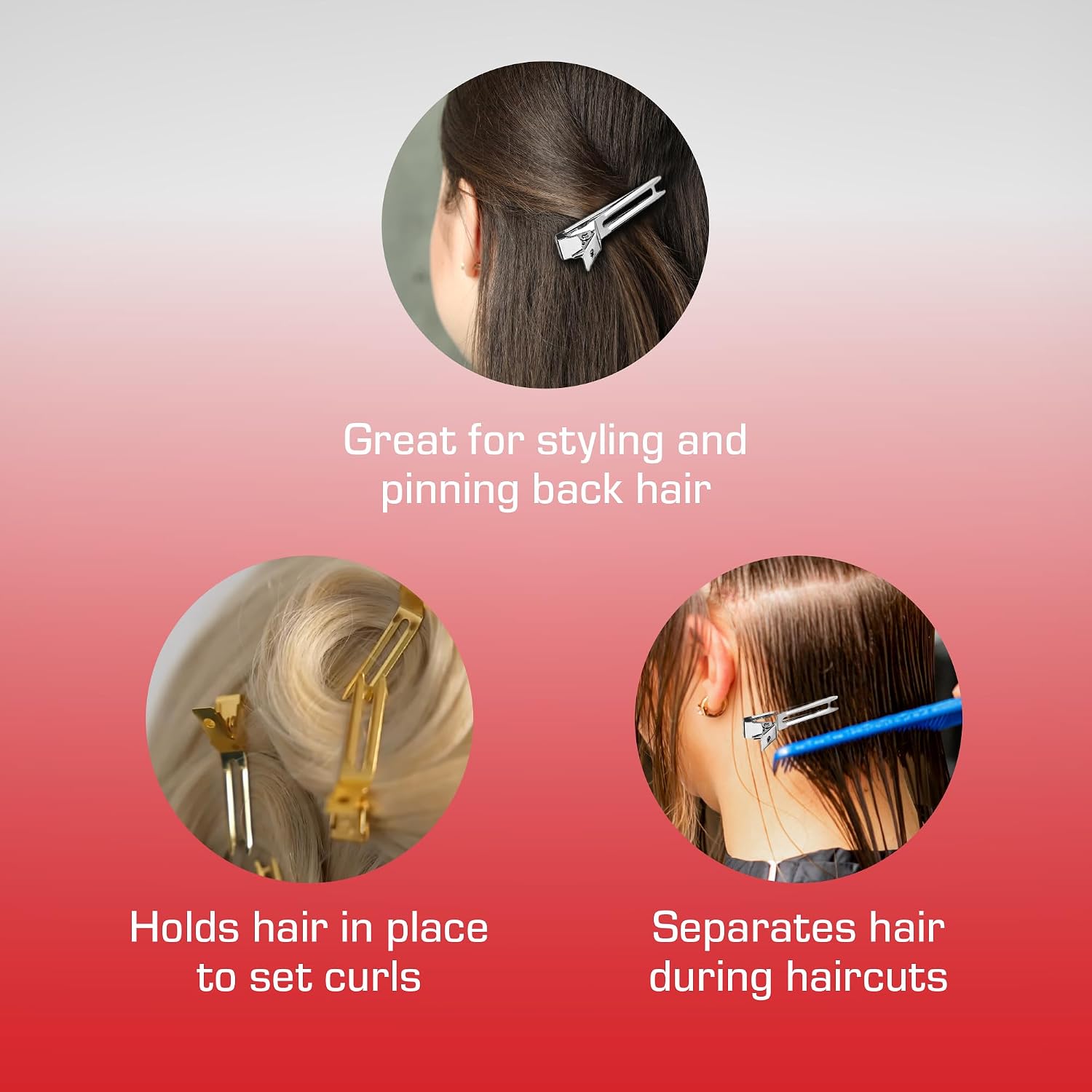 Red By Kiss 80Pcs 1.75" Slide-In Hair Clips, Durable Metal Curl Setting Clips For Hairdressing, Sectioning & Retwisting, Rust-Free Hair Pins For Dreads, Dreadlocks, & Twist Styles