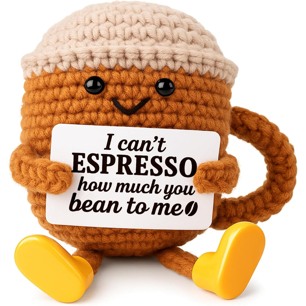 Graduation Gifts Birthday Gift for Her Him Women Men Girlfriend Boyfriend, Positive Crochet Espresso Cup, Cute Small Coffee Lover Gift for Best Friend Couple Wife Husband Mom