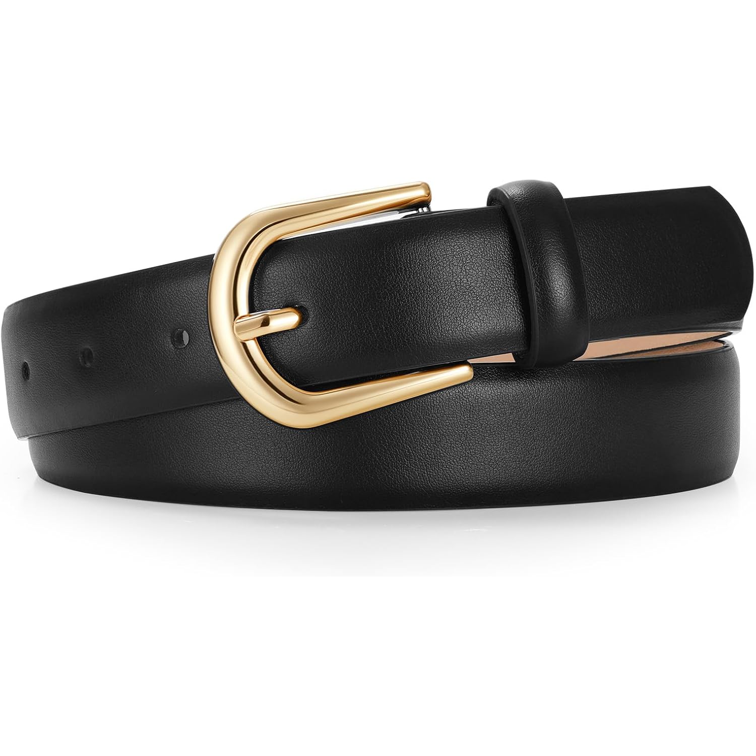 JASGOOD Leather Belt Women Belts for Jean Pants with Gold Buckle Fashion Ladies Waist Belt