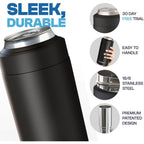 Frost Buddy Universal Can Cooler - Fits All - For Regular 12 & 16 oz or Slim-Size Bottles - Insulated Double-Walled Stainless Steel (MatteBlack)