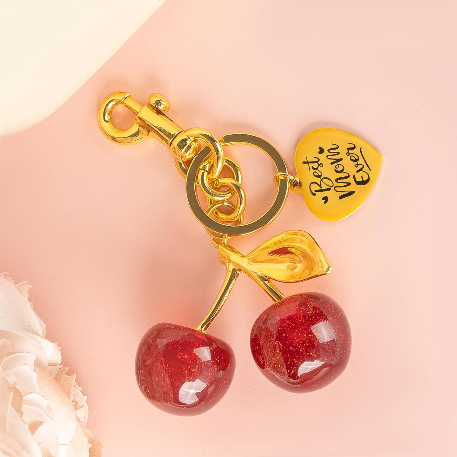 Poitvd Cherry Keychains Bag Charms Purse for Women, Car Key Chains Women Cute Gifts for Birthday Mothers Christmas Valentine
