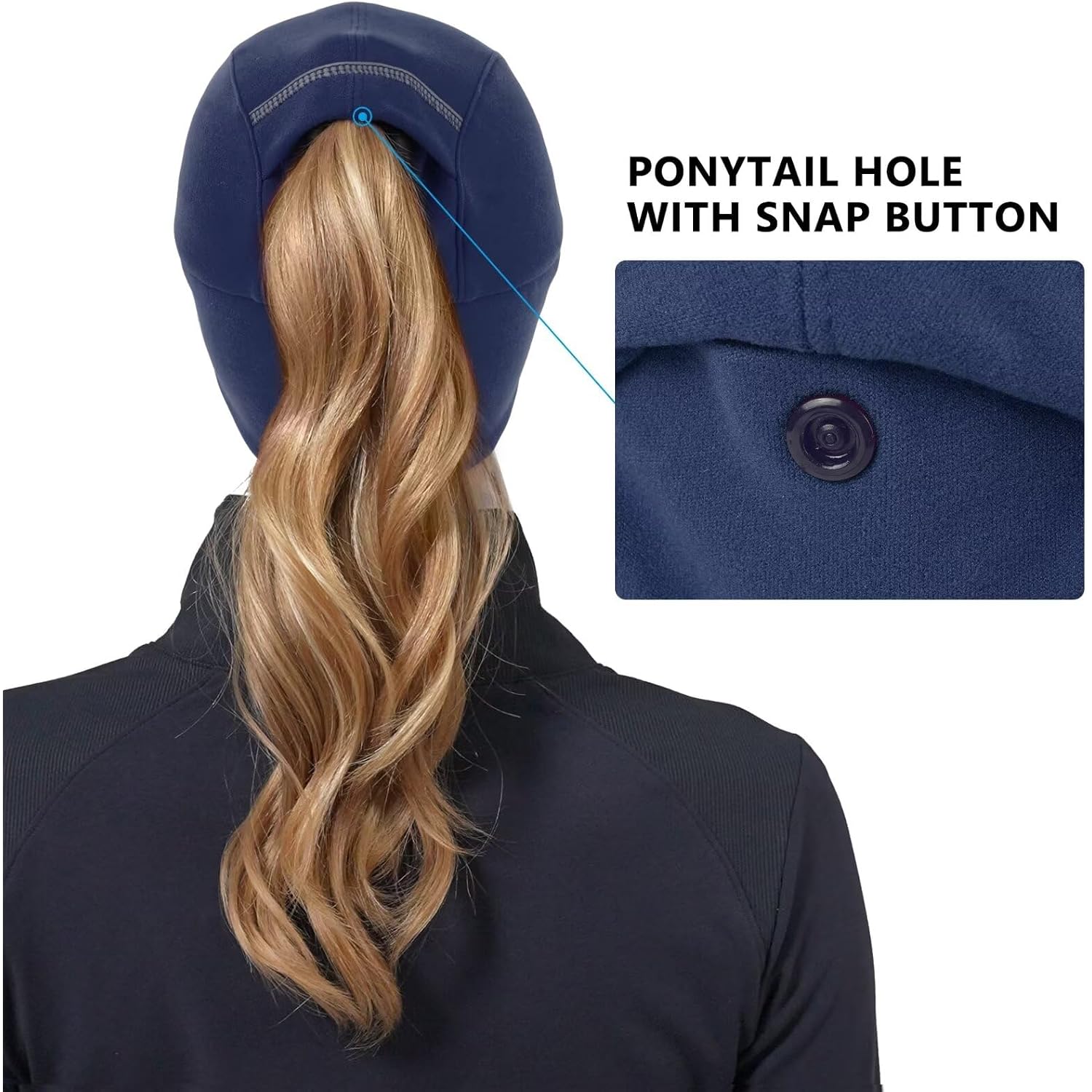 GADIEMKENSD Women's Winter Reflective Fleece Ponytail Hat with Drop Down Ear Warmer Navy