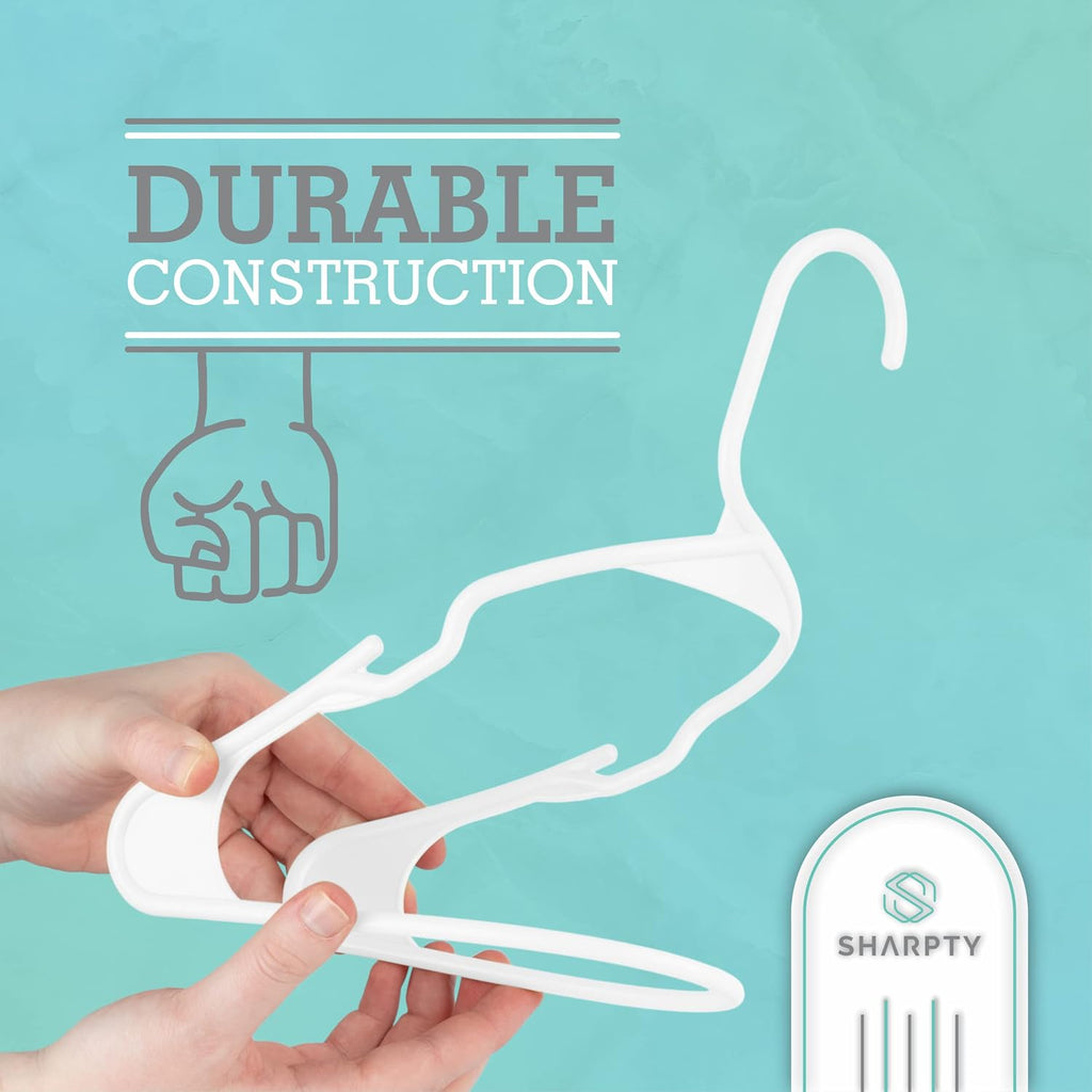 Plastic Hangers - Adult Clothes Hangers - T-Shirt, Dress, Coat Hangers & Accessories - Notched Hanger, Durable & Versatile Color Clothing Closet Hanger(20-Pack,White)